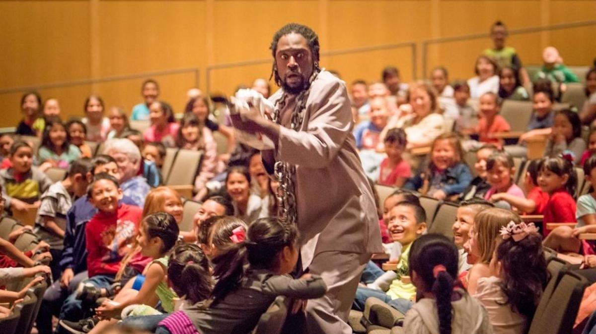 Uriah Brown plays Evil Dr. Cadenza in W.O.O.S.H., a children’s opera being performed at UC Merced.