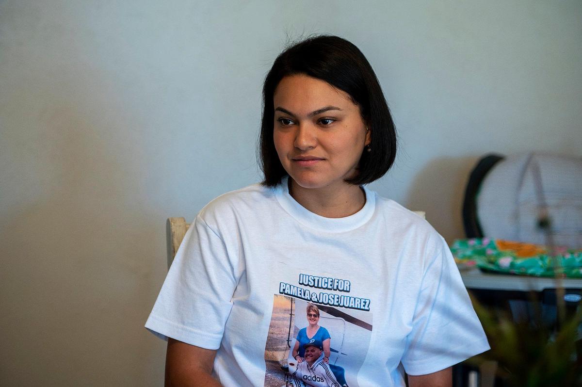 Gabriela Juarez speaks about her late parents, Jose and Pamela Juarez, at her home in Atwater, Calif., on Thursday, July 8, 2021. Jose and Pamela Juarez were killed in a collision with a suspected DUI driver near Atwater on June 25.