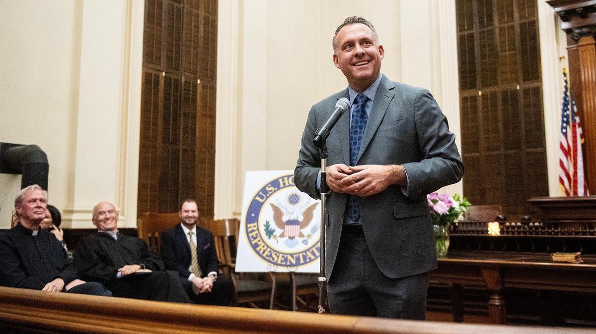 United States Representative Adam Gray speaks to those in attendance during a swearing-in ceremony at the Merced County Courthouse Museum in Merced, Calif., on Thursday, Jan. 30, 2025. Gray was officially sworn in as a member of the 119th Congress on Jan. 3, 2025.