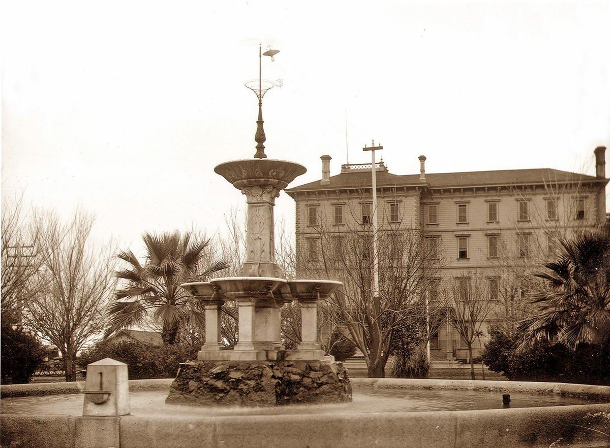 Laura Fountain by the Southern Pacific Railroad circa 1890s. Image courtesy of the Merced County Courthouse Museum.