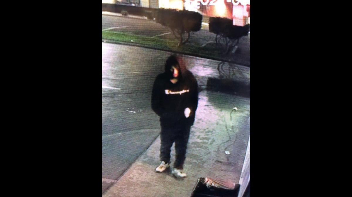 The Merced Police Department has asked the public for help identifying a man who police say is a suspect in a burglary at a Merced business on Monday. According to police, the suspect is accused of breaking a window and taking items from a business on West Olive Avenue. Image courtesy Merced Police Department.