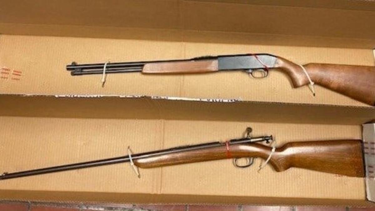 A Merced driver was arrested Saturday during a traffic stop in the 800 block of West 8th Street, after the driver admitted to an officer that he had rifles in the back seat, according to the Merced Police Department. Police said the driver is on probation and is prohibited from possessing firearms. Image courtesy of Merced Police Department.