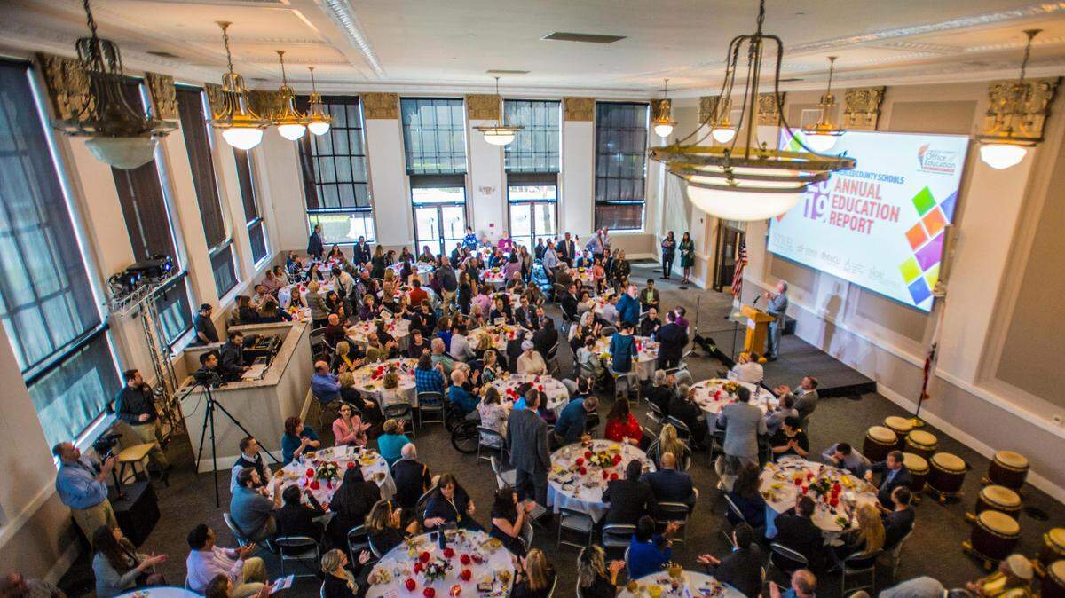 Local leaders in education gathered during the Merced County Schools Annual Education Report event at the MCOE Downtown Professional Development Center, on Wednesday, Feb. 26, 2020, in Merced, California. This was the first event to be held at the new downtown center.