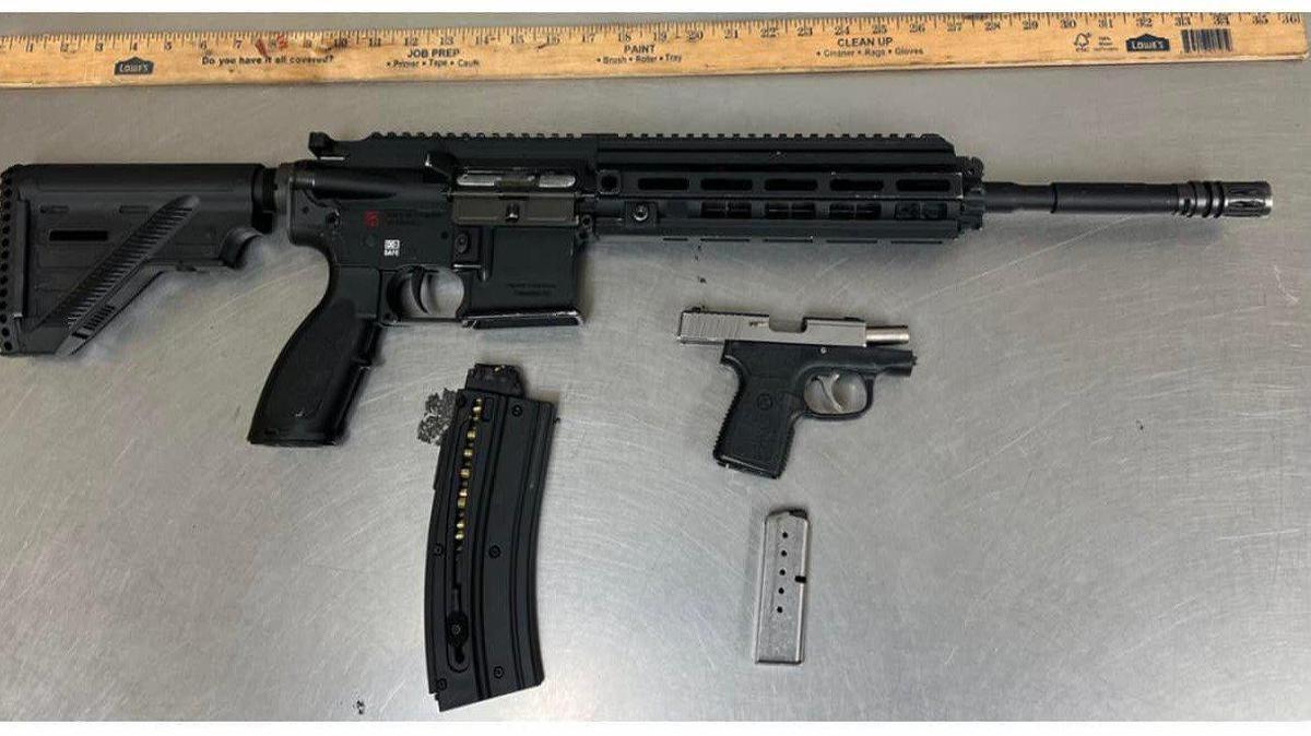 Merced police officers arrested an 18-year-old man and a juvenile on firearm related charges after they were found with a loaded handgun and a loaded AR15 style rifle near the Applebee’s restaurant on West Olive Avenue in Merced on Sunday, according to the Merced Police Department. Image courtesy of Merced Police Department.