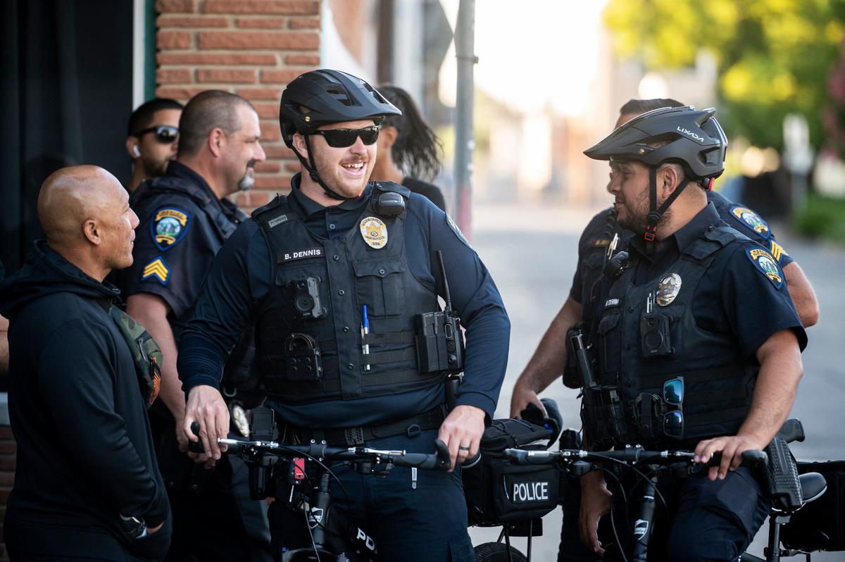 Law enforcement officers from throughout Merced County gather prior to taking part in the annual Law Enforcement Torch Run for Special Olympics Northern California in Merced, Calif., on Wednesday, June 26, 2024.
