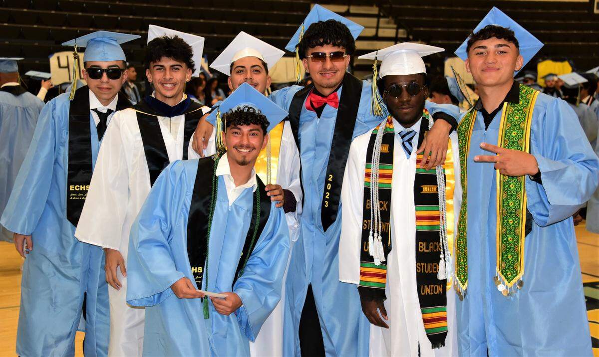 El Capitan High School seniors pose for photos before the start of their graduation ceremony on Thursday, June 1, 2023 at El Capitan High School.