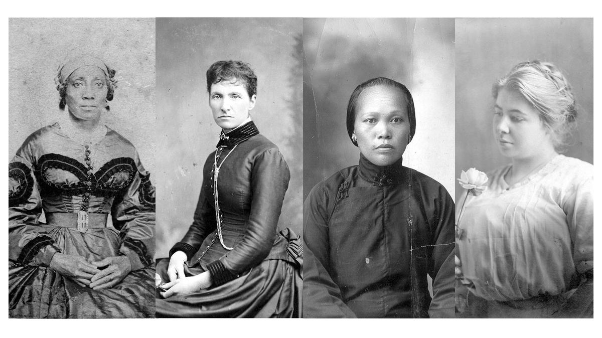 The Courthouse Museum’s new exhibit, titled “Beyond Appearance,” will feature 40 Merced County women from the Victorian era to 1920, including from left to right Harriet Russel of Snelling (former slave from Louisiana), Lydia Kahl of Plainsburg (pioneer farmer), Wong Shee of Merced (Chinese immigrant), and Emma Bedesen Conley of Madera (Merced native whose husband helped organize Madera County).