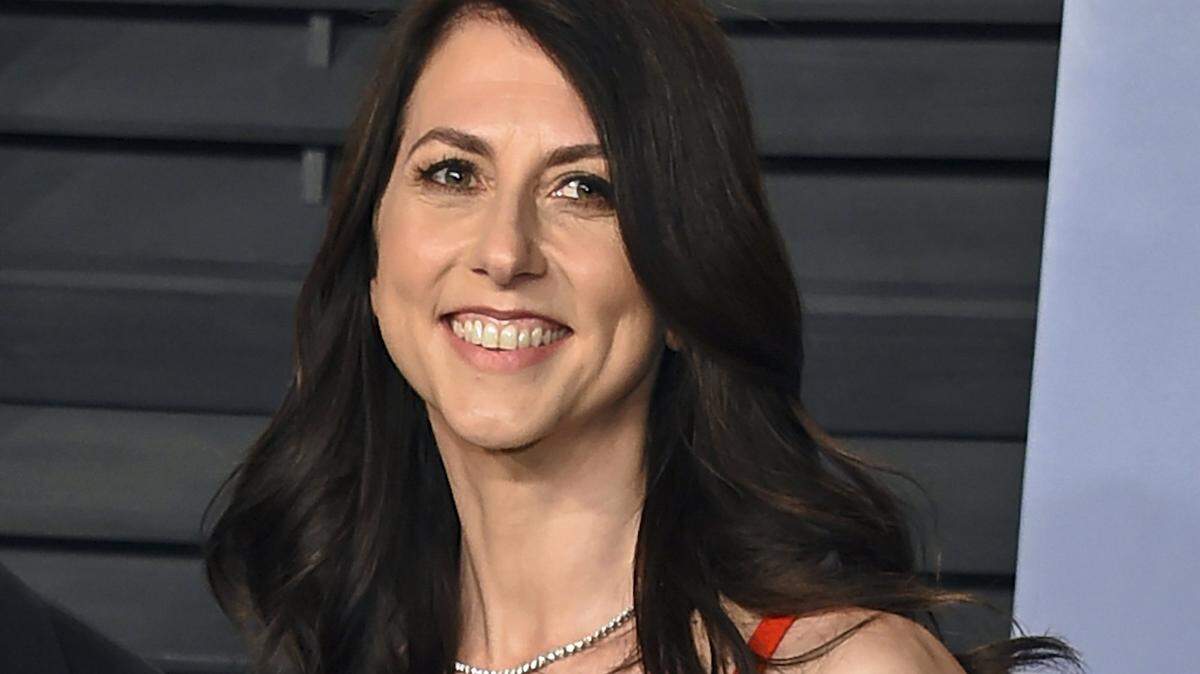 FILE - In this March 4, 2018, file photo, MacKenzie Bezos arrives at the Vanity Fair Oscar Party in Beverly Hills, Calif.