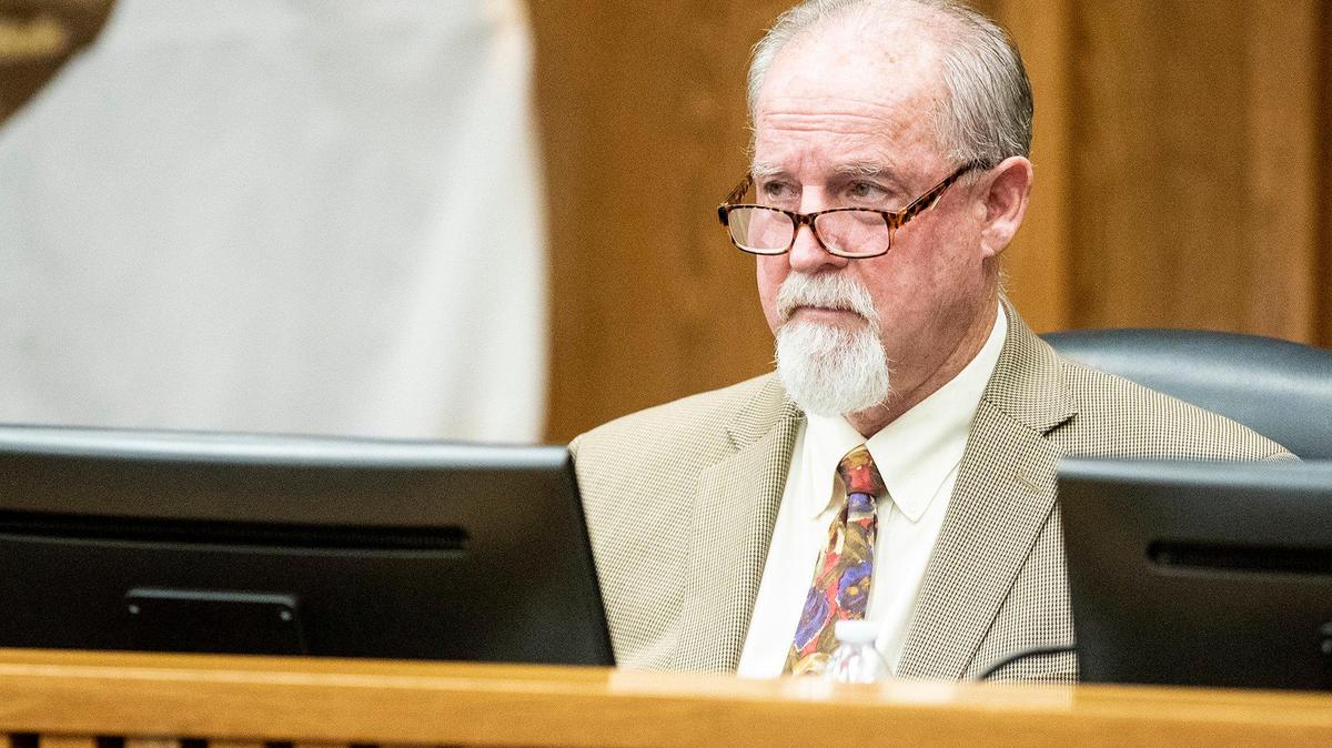 Merced County District 4 Supervisor Lloyd Pareira Jr. listens to public comment during the Merced County Board of Supervisors meeting in Merced, Calif., on Tuesday, Feb. 27, 2024.