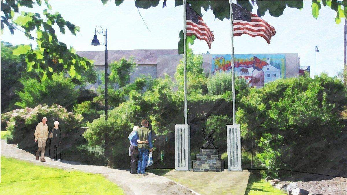Artist's rendering
Artist’s vision of the 9-11 Memorial in Mariposa’s Art Park

