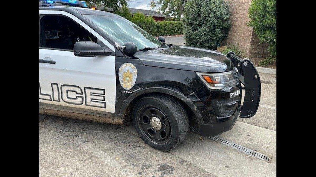 A 38-year-old man accused of robbing a woman and ramming a police vehicle in Merced on Saturday was arrested after a pursuit, according to the Merced Police Department. Image courtesy of Merced Police Department.