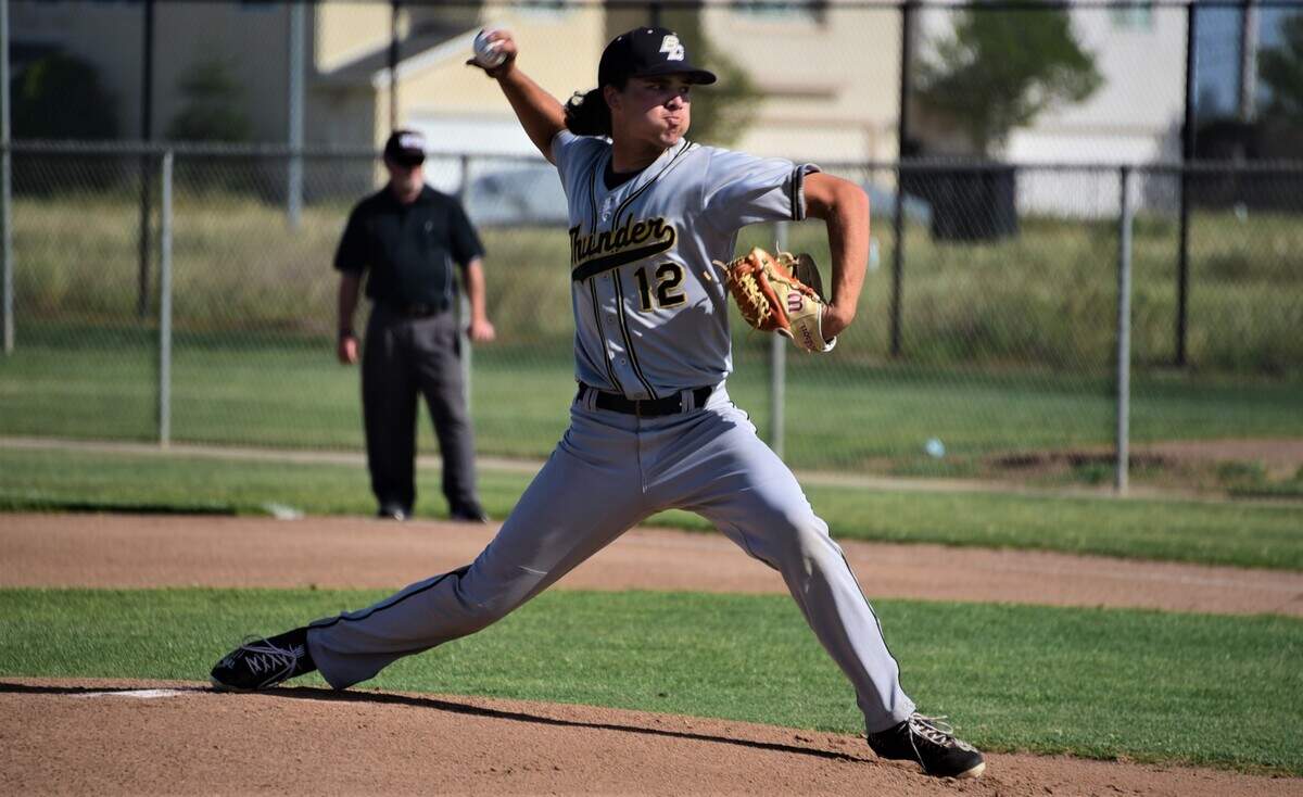 Buhach Colony senior Logan Baptista delivers a pitch during a game against El Capitan on Friday, April 8, 2022 at El Capitan High School in Merced, Calif.