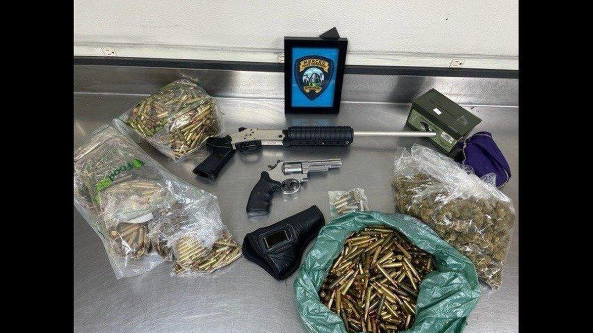 A 17-year-old Merced juvenile was arrested after officers found a loaded shotgun, marijuana and ammunition hidden in a bedroom at a home Friday, according to the Merced Police Department news release. Officers also found a .45 caliber handgun and more than 2,000 rounds of ammunition that was stored at the home for an incarcerated man, according to police. Image courtesy of Merced Police Department.