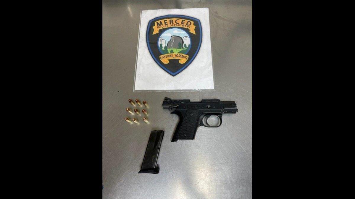 A 28-year-old suspected gang member on parole was arrested Saturday during a traffic stop, after an officer found a loaded gun inside the vehicle, according to the Merced Police Department. Image courtesy of Merced Police Department.