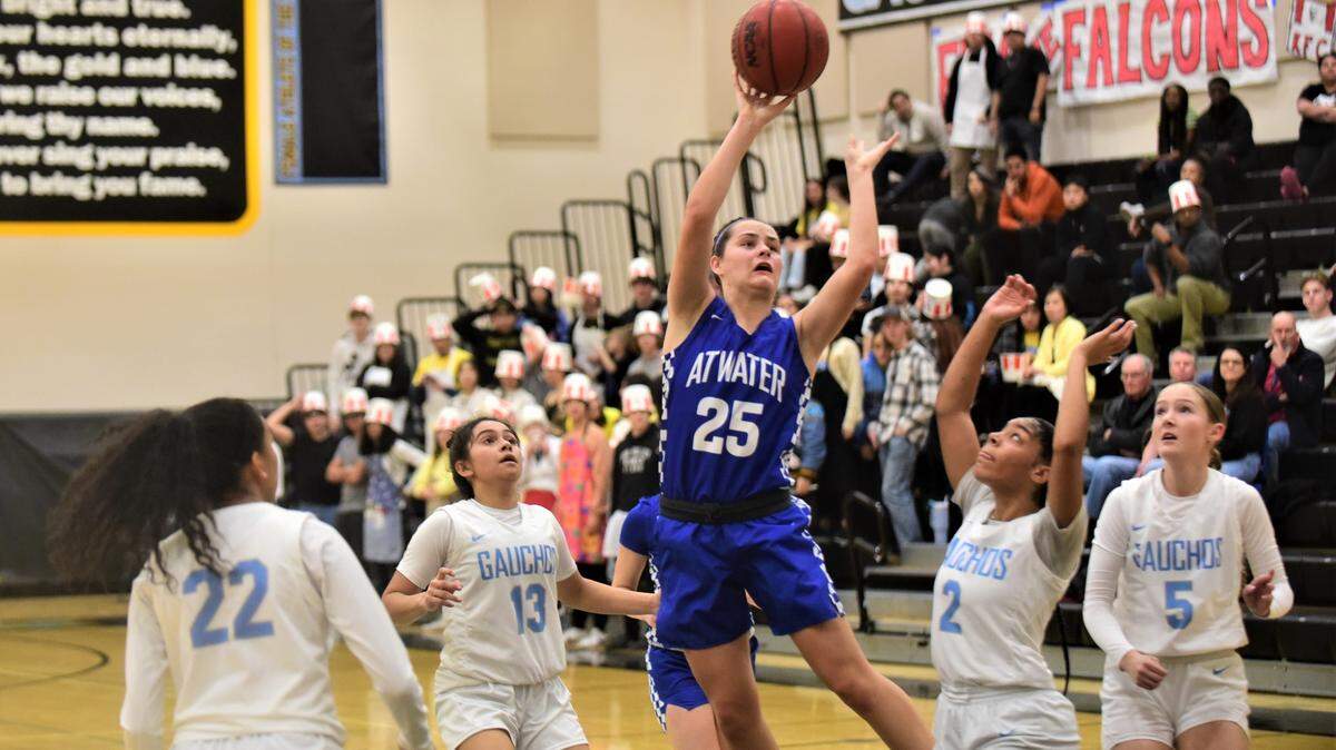 Atwater High sophomore Karissa Hukill goes up for a shot during a game against El Capitan on Thursday, January 12, 2023.
