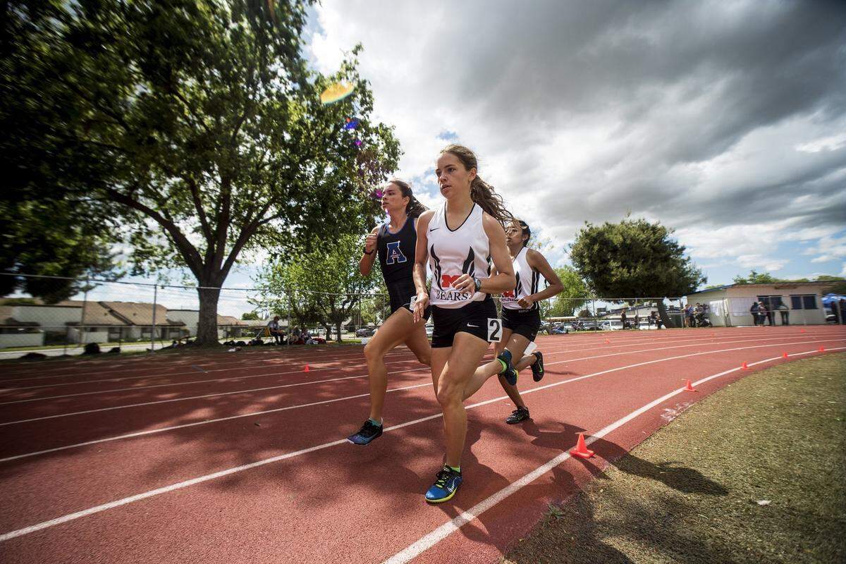 Merced High’s Quinn Hagerman, shown here during a track meet in 2017, will compete at Southern Utah University after signing her national letter of intent on Wednesday.