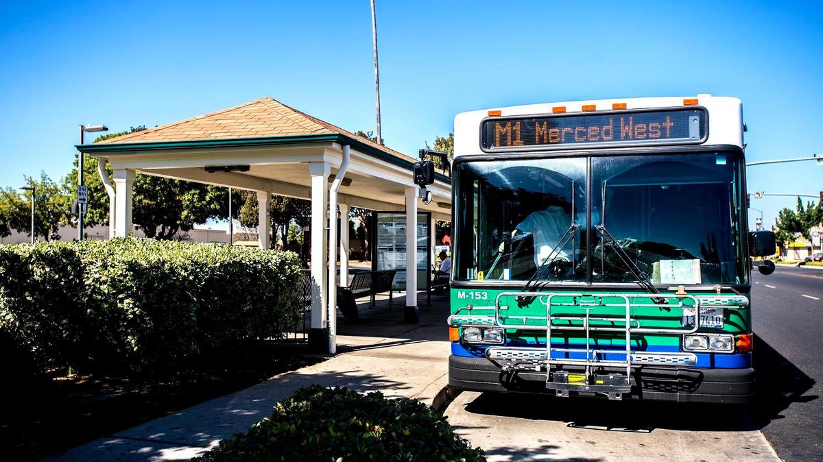 The Bus stops on West 16th Street near O Street in Merced, Calif., Wednesday, Sept. 16, 2015.