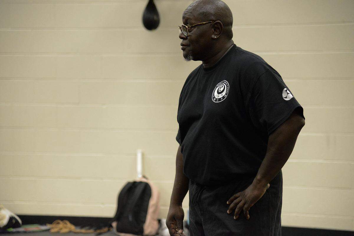 Instructor Sid Rayford, owner of Rayford Shorin-ryu dojo, during his self-defense class at Merced College on Monday June 24, 2024.