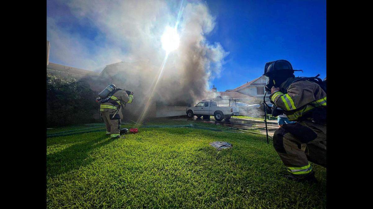 Firefighters battled a blaze on Wednesday, July 20, 2022 at a Merced home located in El Portal Court that displaced at least three people and killed a dog.