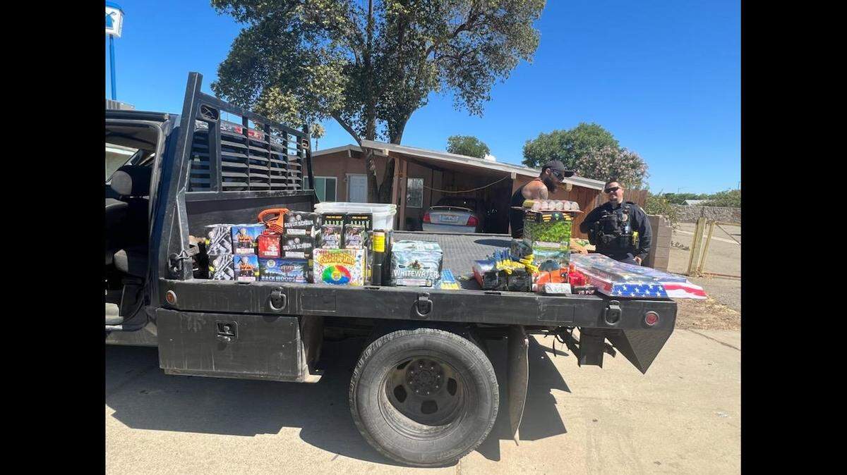 A speeding stop led to the seizure of these illegal fireworks in Merced on Friday, July 1, 2022.