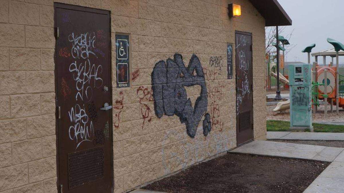 Graffiti the 2400 block of North Creekside Drive from Jan. 1, 2018, according to investigators.