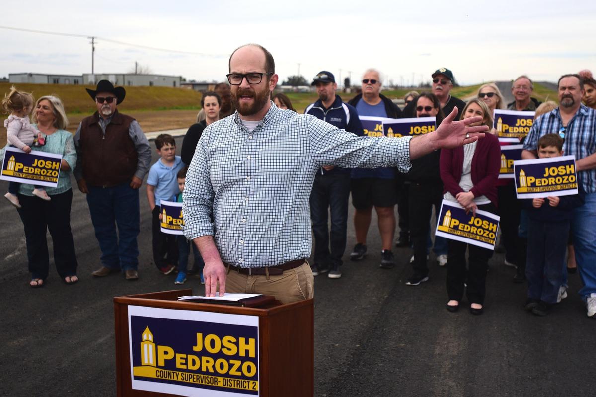 Former Merced City Councilmember Josh Pedrozo announces on Monday, March 4, 2019, his plan to run for the Merced County Supervisover seat in District 2.