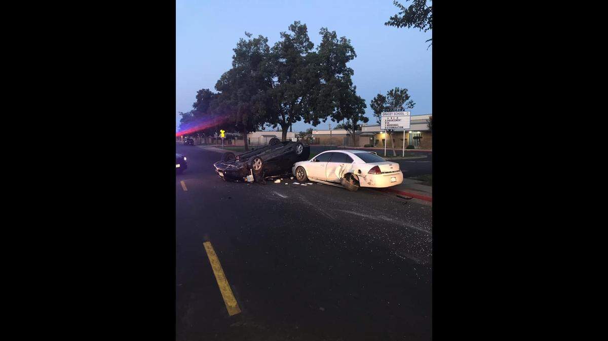 A 20-year old suspect was arrested on suspicion of a felony DUI hit-and-run after he reportedly fled the scene of this collision in Merced on Friday that left one passenger injured