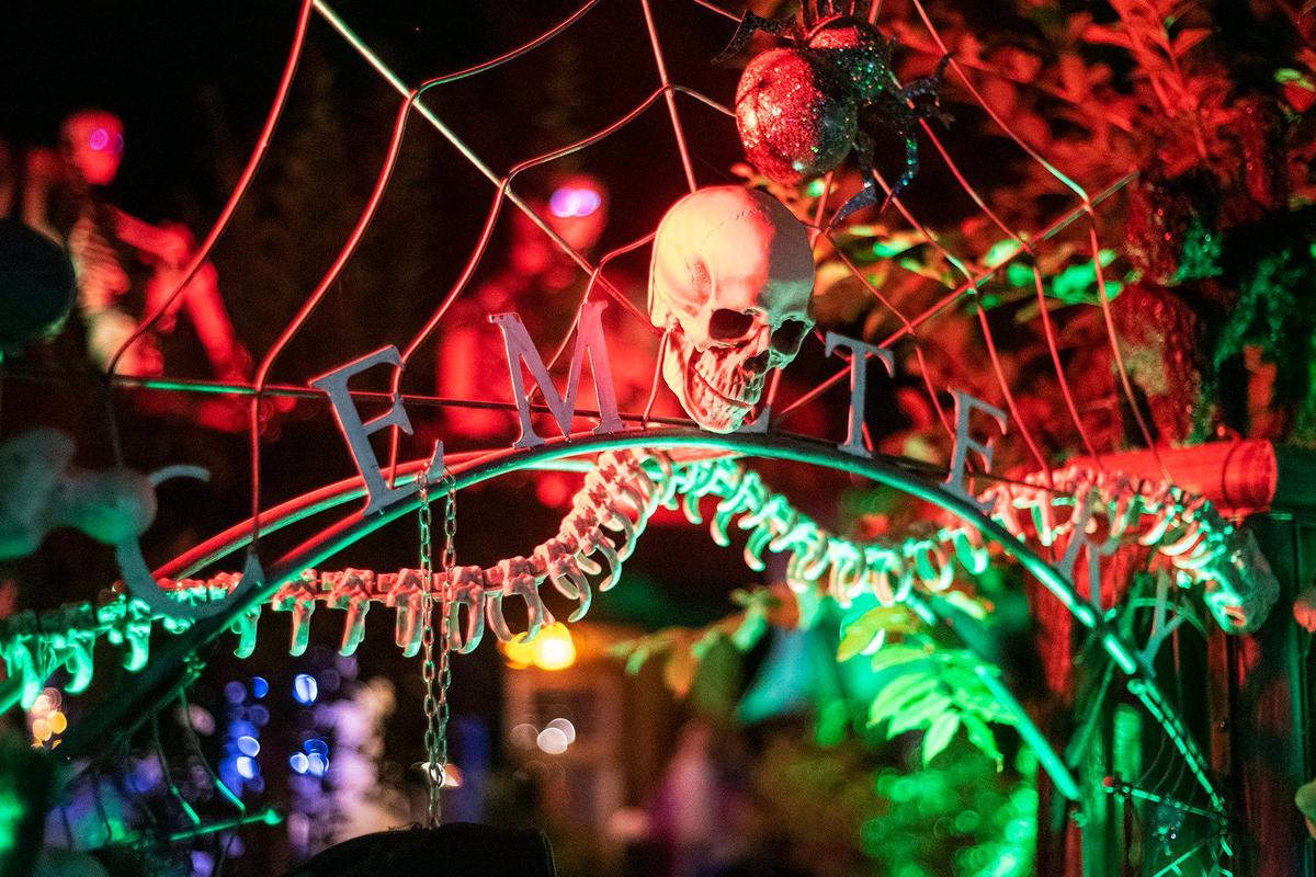 Halloween decorations at the home of Ken and Harmony Anderson on Oregon Drive in Merced, Calif., on Friday, Oct. 21, 2022.