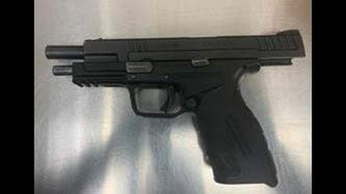Police officers located this handgun concealed in a vehicle after a traffic stop in Los Banos, Calif. on Jan. 6, 2021.
