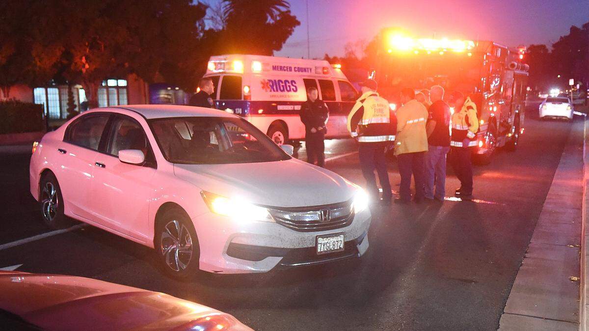 Emergency crews investigate the scene of a vehicle versus pedestrian Tuesday evening, Oct. 9, 2018 on H Street near Sixth St. in Los Banos. 