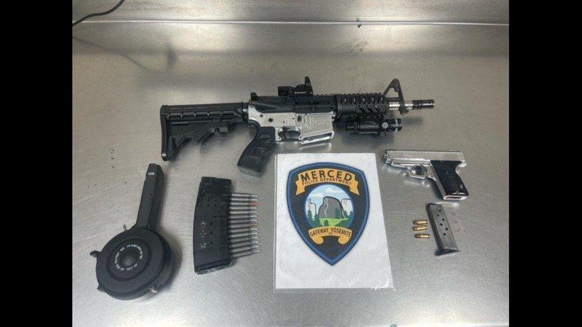 An 18-year-old suspected gang member on pretrial supervision was arrested in Merced on Wednesday, after officers located guns and ammunition during a search of a residence in the 100 block of 13th Street, according to the Merced Police Department. Image courtesy of Merced Police Department.