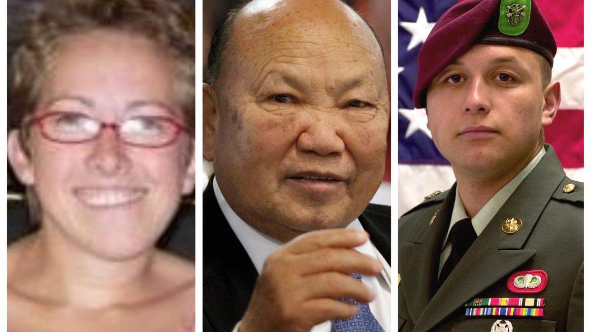 From left to right, Aletha June Schelby Nel, General Vang Pao and Sgt. Frank Joseph Gasper are pictured.