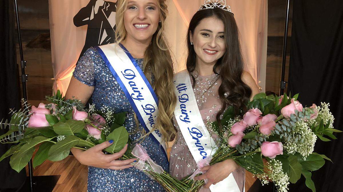 From left, Dairy Princess Sophia Vander Dussen of El Nido and First Alternate Caroline Lee of Modesto.