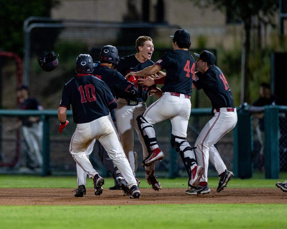 STANFORD, CA - APRIL 25: Jake Sapien during a game between University of California-Berkeley and Stanford Baseball at Sunken Diamond on April 25, 2023 in Stanford, California.
