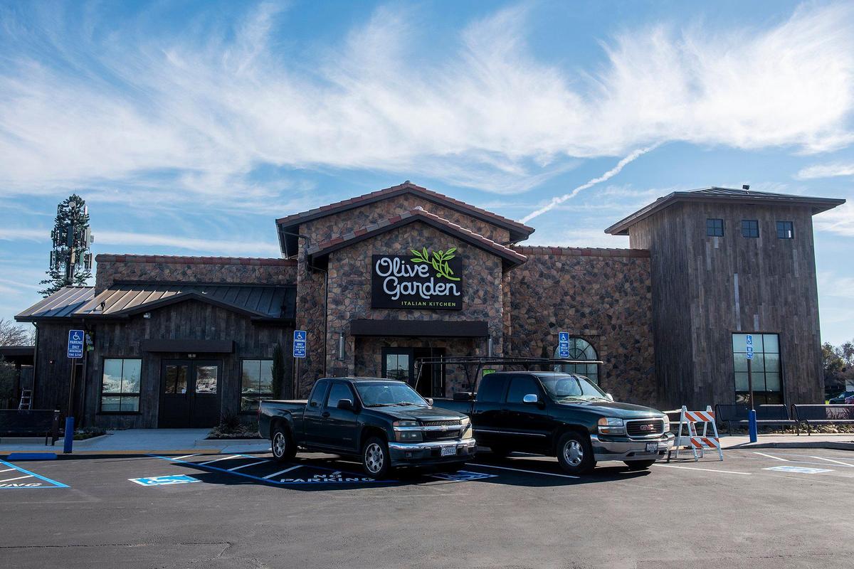 Work continues on the Olive Garden restaurant located along West Olive Avenue next to the Merced Mall in Merced, Calif., on Tuesday, Feb. 7, 2023. The restaurant is scheduled to open on March 6.