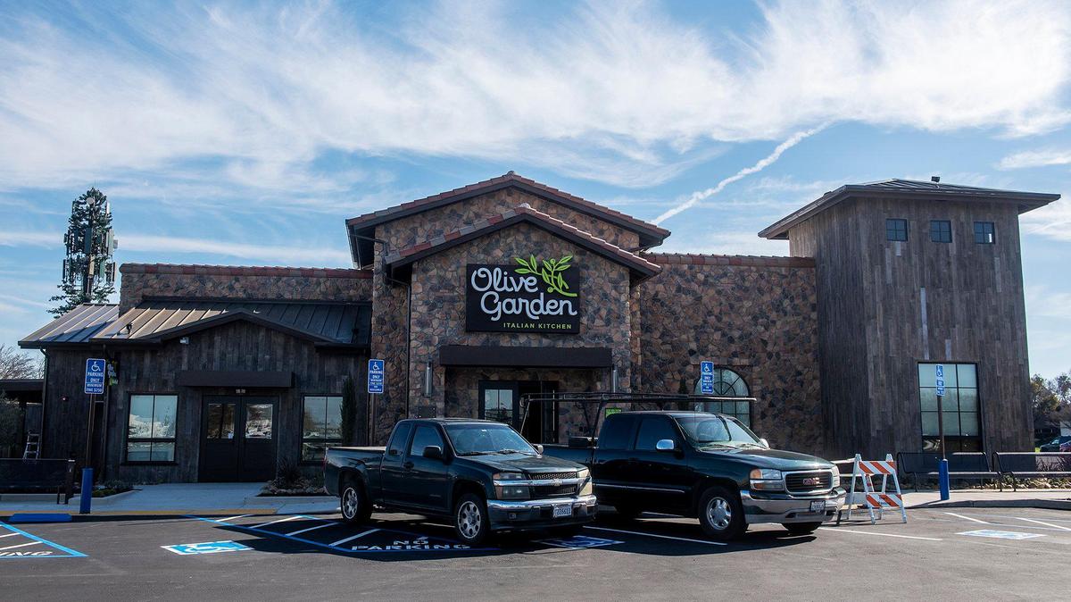 Work continues on the Olive Garden restaurant located along West Olive Avenue next to the Merced Mall in Merced, Calif., on Tuesday, Feb. 7, 2023. The restaurant is scheduled to open on March 6.