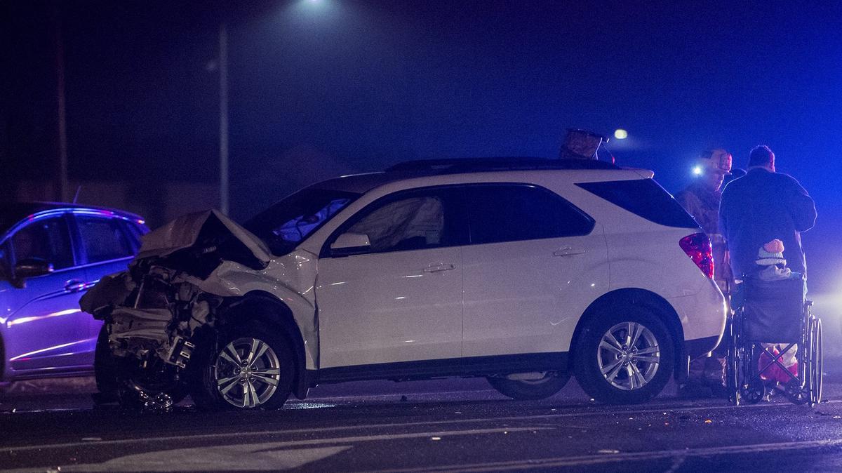 The California Highway Patrol and Cal Fire respond to a two-vehicle collision on Sante Fe Drive near Business Park Way in an unincorporated area just outside Merced, on Thursday, Nov. 15, 2018.