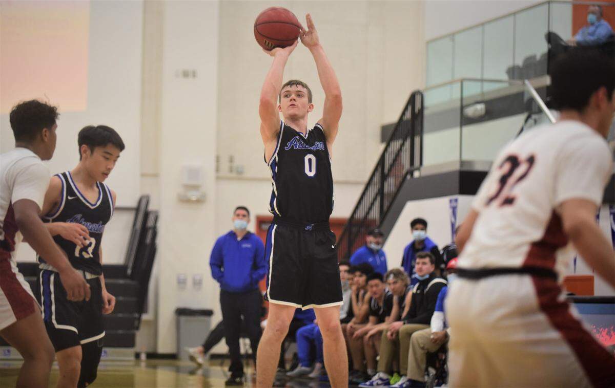 Atwater High junior Colton Dukes goes up for a shot during a game against Merced on Wednesday, Feb. 2, 2022 at Merced High School. Dukes recently surpassed 1,000 career points.