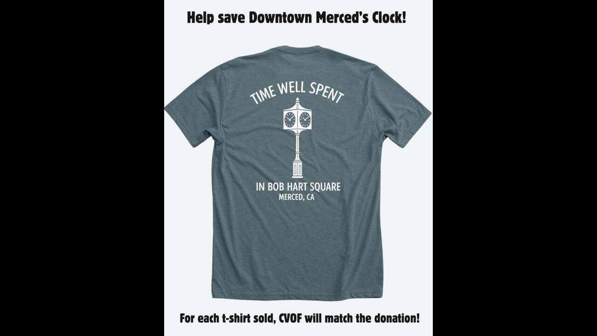 A community clock has stood in downtown Merced since at least 1927.