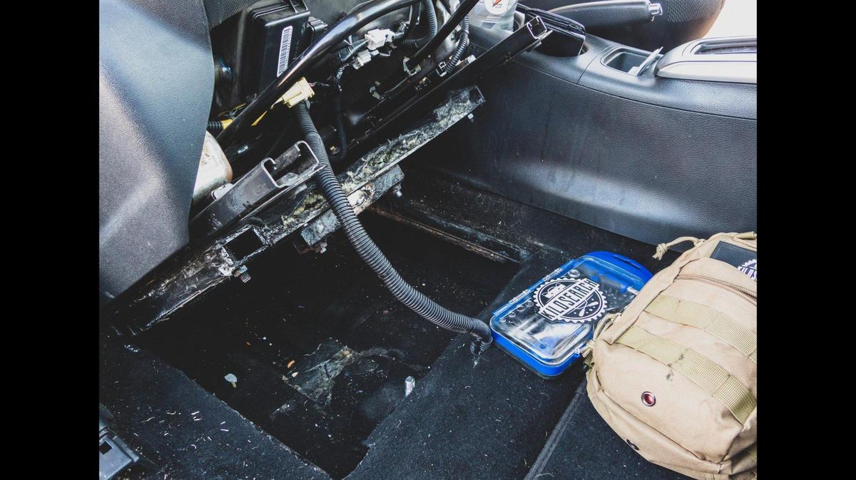 A Washington man was arrested during a Fresno County traffic stop along Interstate 5 on Aug. 1, after a California Highway Patrol officer and K-9 located about 24 pounds of suspected cocaine hidden in the floor of a vehicle, according to the CHP. Image courtesy of California Highway Patrol.