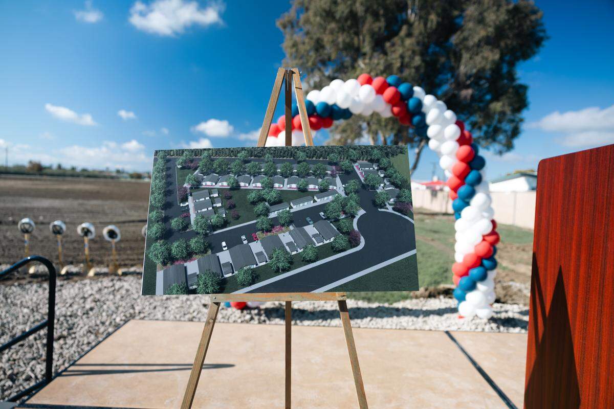 A groundbreaking ceremony for a 58-unit community, called One Tree Cottages, was held in Los Banos on Friday.