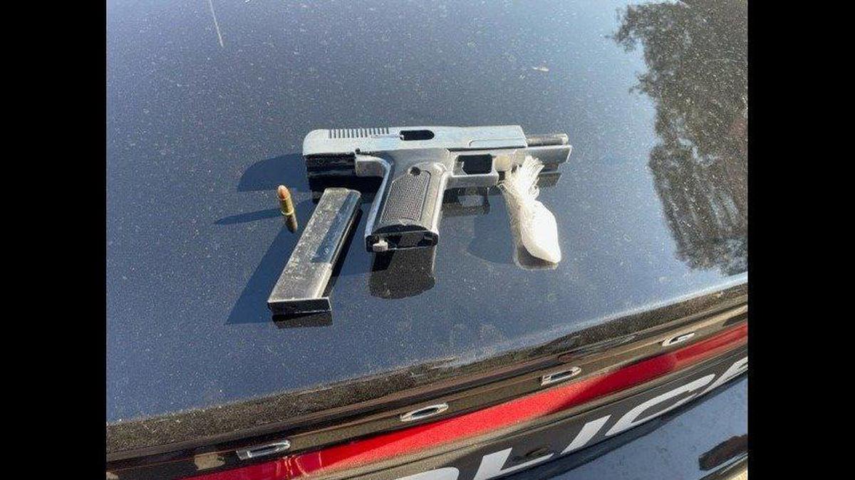 A 40-year-old man suspected of being a gang member, was arrested in Merced on Wednesday, after trying to run from Merced Police Department Gang Violence Suppression Unit officers in the unit block of East 12th Street, according to the Merced Police Department. Authorities said the officers also located a 9mm gun, methamphetamine and drug paraphernalia. Image courtesy of Merced Police Department.