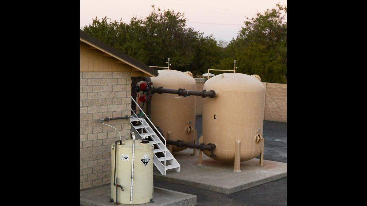 Filters for 1,2,3-TCP are shown at a water plant in Livingston, CA are shown. Ballico-Cressey School District this week said it’s suing corporate giants Dow Chemical and Shell Oil after the chemical was found in its water.