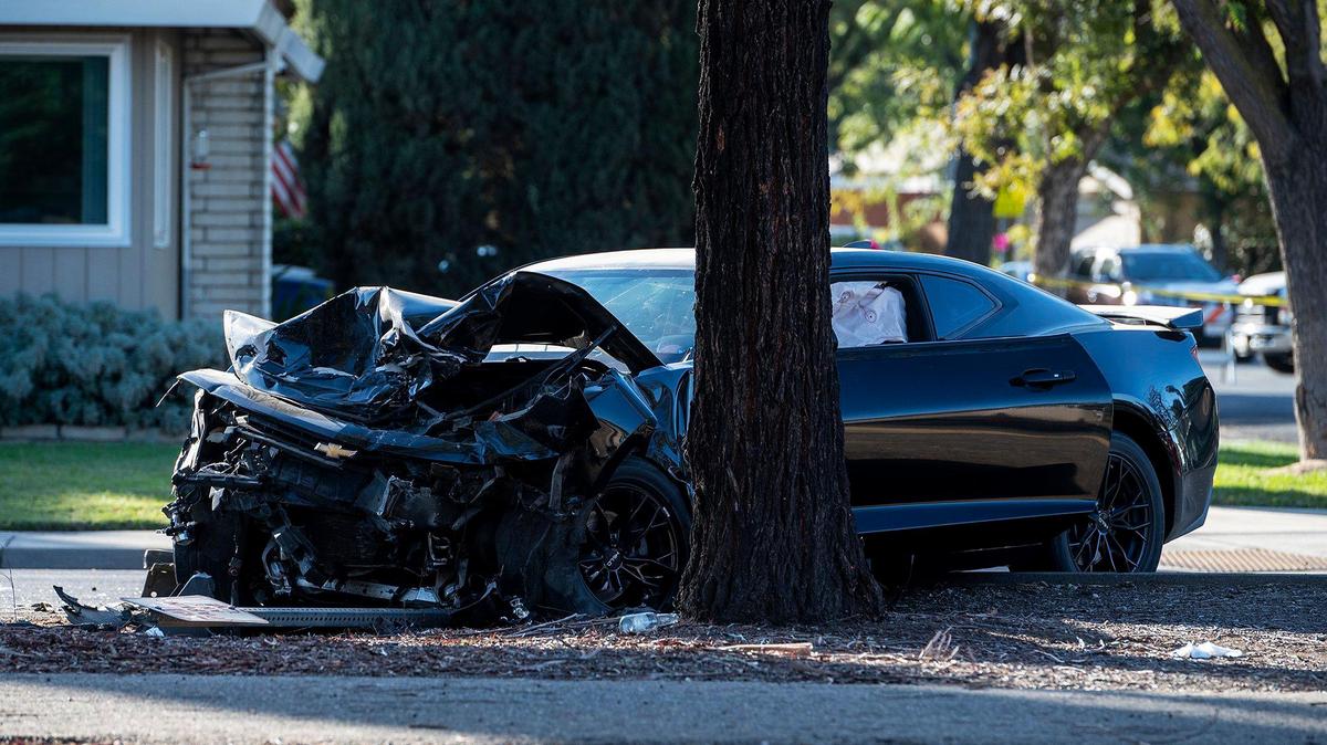 Authorities investigate the scene of a fatal collision involving a Chevrolet Camaro and a Nissan Altima at the intersection of M Street and Buena Vista Drive. According to Merced Police Sgt. Nathan McKinnon, a 25-year-old man was driving the Chevrolet south on M Street when the front of the vehicle collided with the Nissan driven by a 67-year-old woman eastbound on Buena Vista Drive. McKinnon said life-saving measures were attempted but the woman died of injuries suffered in the collision. A minor passenger in the Nissan was not injured.