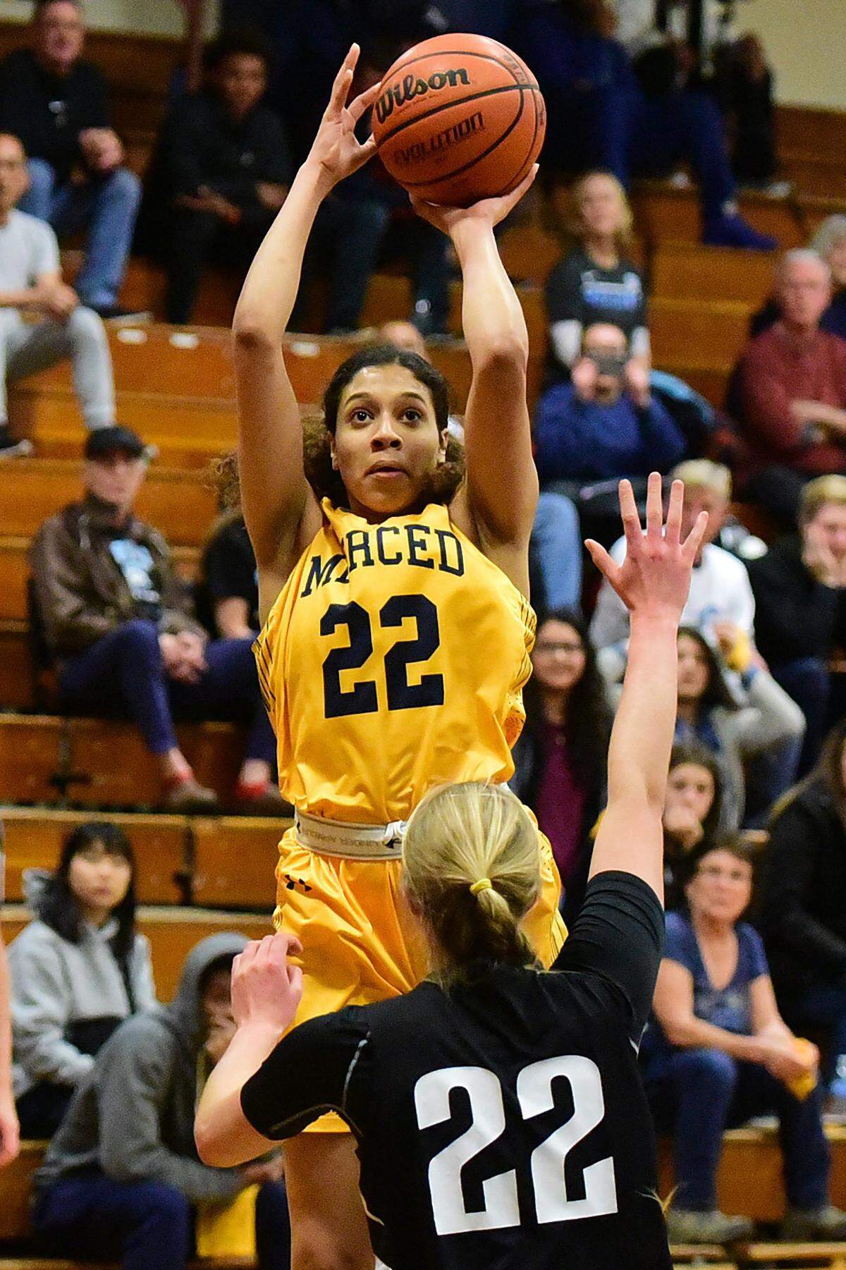 Merced College sophomore Jada Johnsaon (22) recently accepted a basketball scholarship from Cal State Los Angeles.