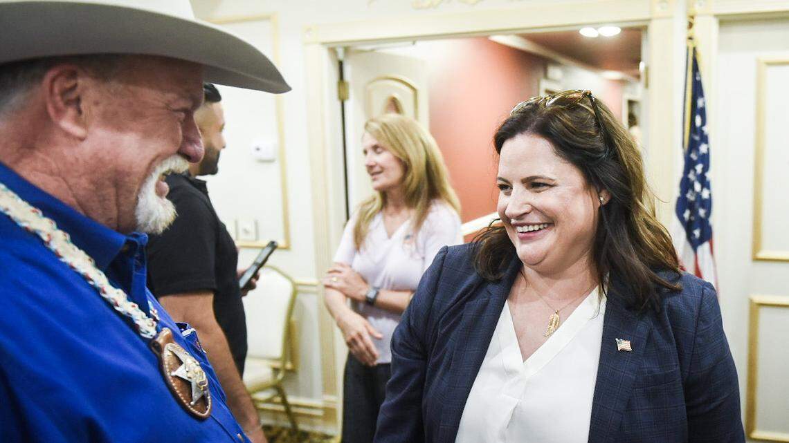 Nicole Silveira, who is poised to become Merced County District Attorney, is shown with one of her strongest supporters, Merced County Sheriff Vern Warnke, left.