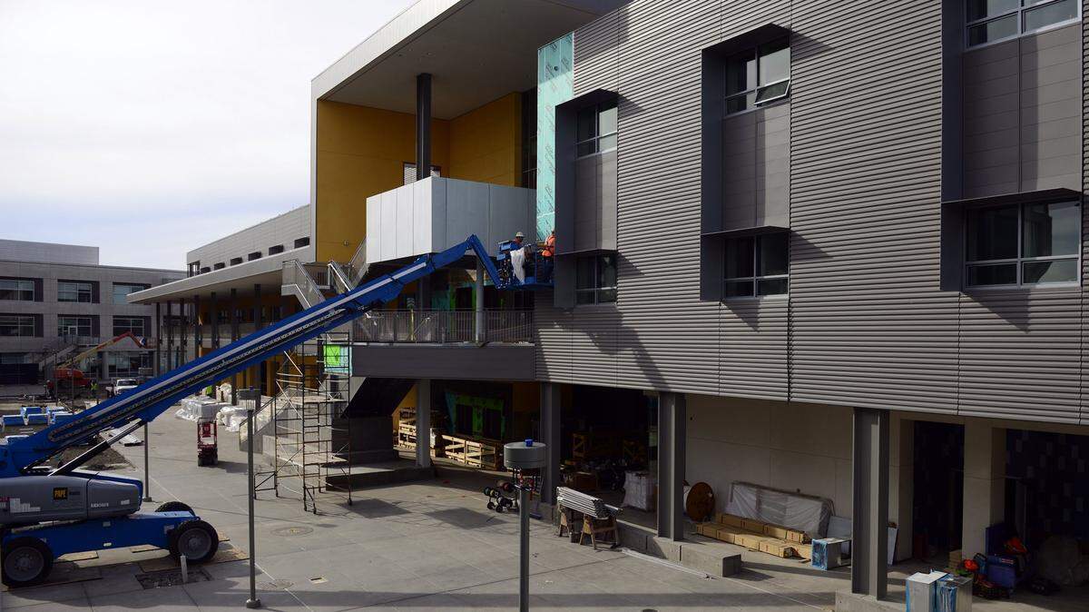 A construction crew works on Classroom and Office Building 2 on Monday, Jan. 11, 2016, At UC Merced.