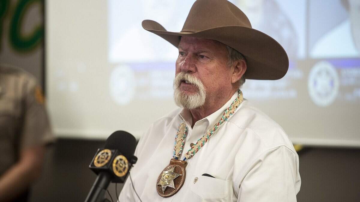 FILE PHOTO: Merced County Sheriff Vern Warnke speaks during a news conference on June 1, 2021.