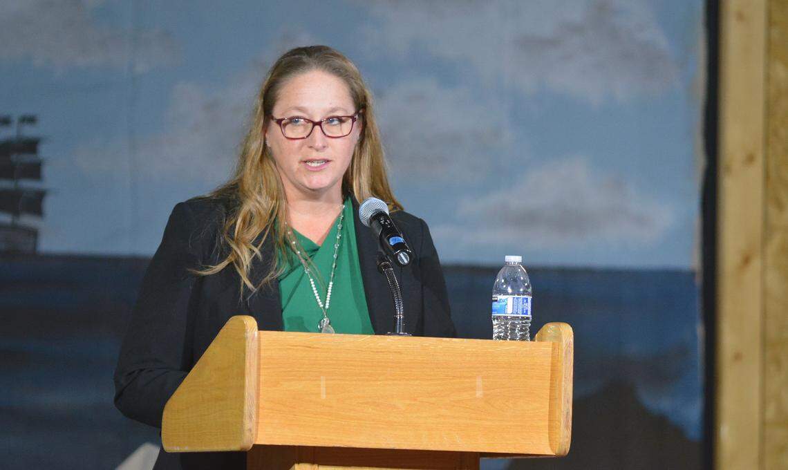 Merced County’s 2018 Teacher of the Year Janis Edwards talks about how she connects with students during an annual luncheon on Wednesday, Jan. 23, 2019, at Yosemite Church for the annual Merced County Office of Education schools report.