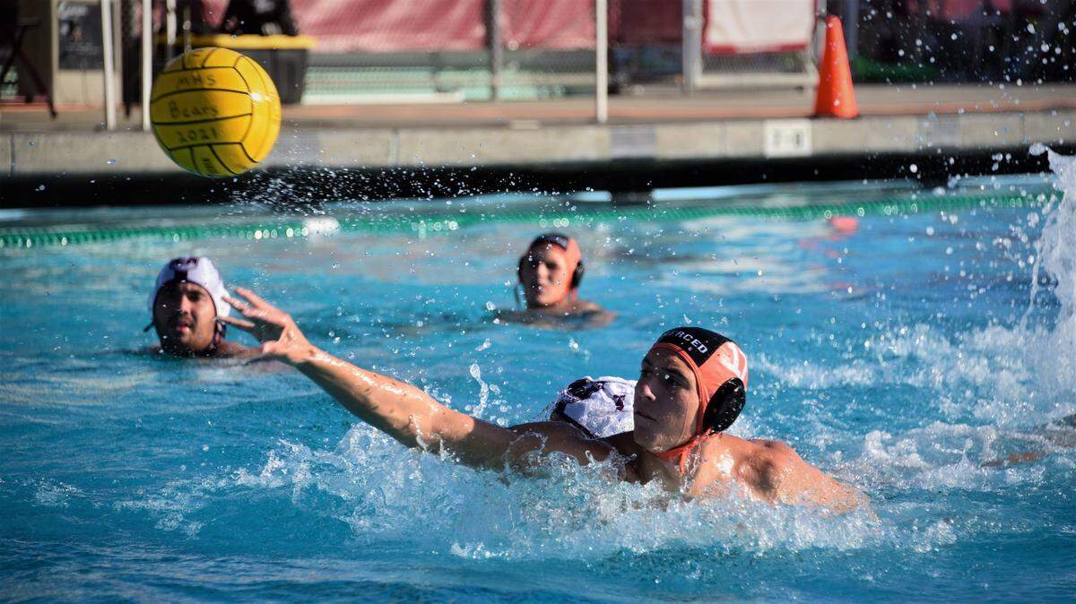 Merced High senior Noah Ruffalo scores a goal during the Bears’ 21-7 playoff win over Johasen on Wednesday, Nov. 3, 2021 at Golden Valley High School in Merced, Calif.